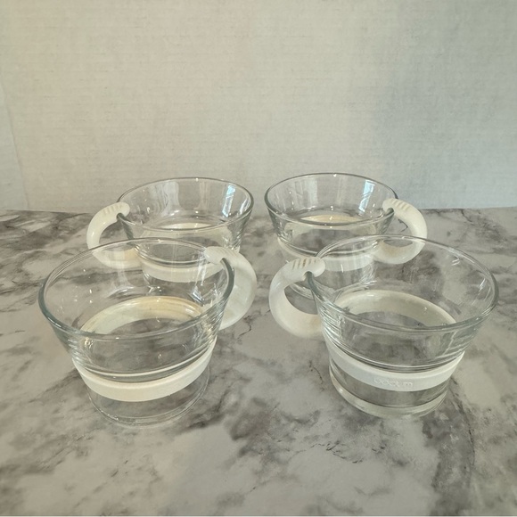 Vintage Set Of 4 Bodum Demitasse 2.5 oz Espresso Cups, White Handles - Picture 3 of 7